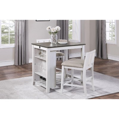NicBex Dining Table Set for 2 Transitional Counter Height Set Table Display Shelf USB ports with 2 Chairs for Kitchen