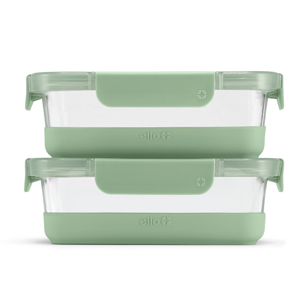 Photos - Food Container Ello 4pc 3.4c Glass Refresh Food Storage Container Set Green