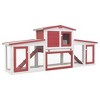 vidaXL Rabbit Hutch with Roofs Bunny Cage Small Animal House Outdoor Wood - Red and White - 2 of 4
