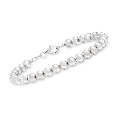 Ross-Simons Italian 6mm Sterling Silver Polished Bead Bracelet