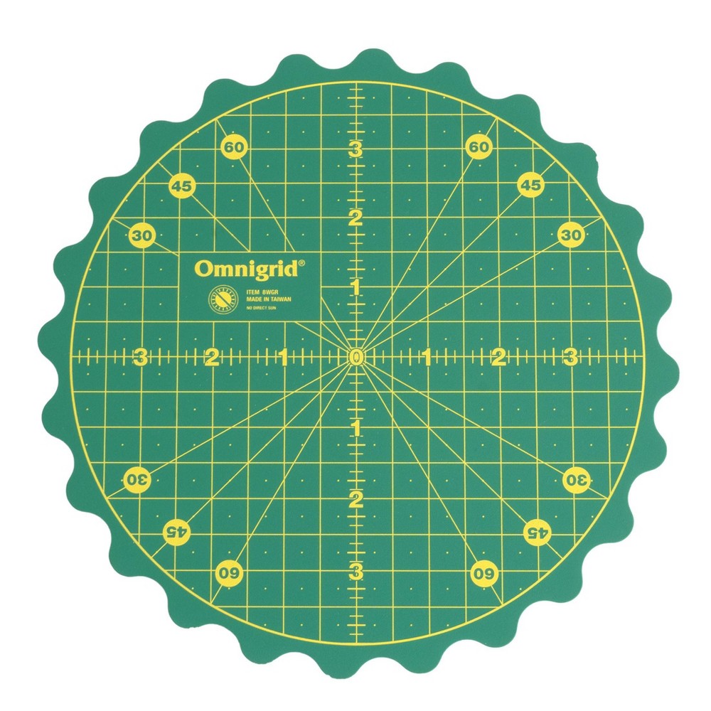Omnigrid 8" 360 Rotating Cutting Mat: Quilting Supplies, Green Craft Mat, Plastic, 9.8" x 9.3", Quilting Ruler Compatible