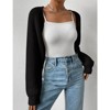 Coolmee Women's Open Front Ribbed Knit Crop Bolero Drop Shoulder Long Sleeve Loose Fit Knitted Crop Cardigan Shrug Black L - 4 of 4