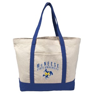 Mcneese State University Primary Logo Canvas Tote Bag With External Pocket, Reusable Shoulder Bag for Shopping, School, Beach - 1 of 4