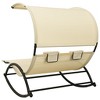 vidaXL Double Sunlounger Patio Lounge Chair with Canopy Outdoor Rocking Sunbed - Cream - 4 of 4
