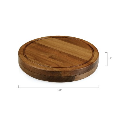Acacia Wood Round Cheese Board and Knife Set