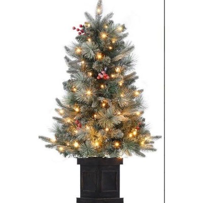 3FT Pre-Lit Artificial Christmas Tree,Tabletop Christmas Tree with Pine Cones