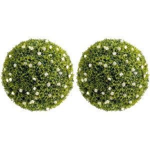 Acekool  Artificial Topiary Balls with Flowers, Large Hanging Faux Greenery for Indoor Outdoor Home, Garden, Porch, Wedding & Party Decor - 1 of 4