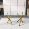 Dexmalle Modern Minimalist Rectangular Glass Dining Table with Golden Metal Legs - 2 of 4