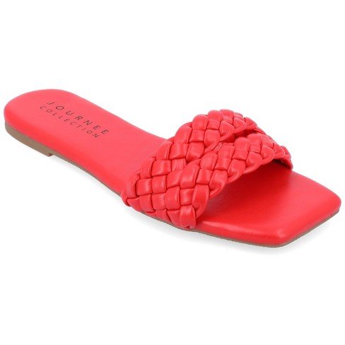 Red slip store on sandals