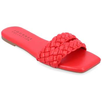 Journee Collection Womens Medium and Wide Width Sawyerr Tru Comfort Foam Dual Braided Band Slide Sandals