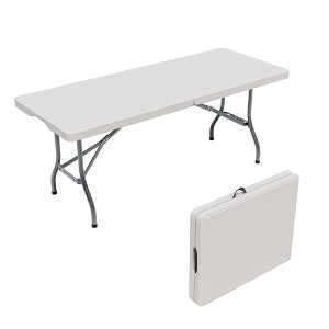 Decksplore 4ft and 6ft Height-Adjustable Folding Table White Portable Multi-Use Foldable Table - 1 of 4
