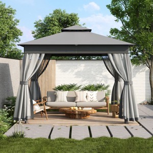 Outdoor Patio Gazebo with Double Roof,Party Gazebo with Mosquito Netting,Lounge Canopy Tent for Backyard Garden-Cuddlewood - 1 of 4