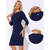 INSPIRE CHIC Women's 3/4 Sleeve Split Neck Wear to Work Business Sheath Dresses - 2 of 4
