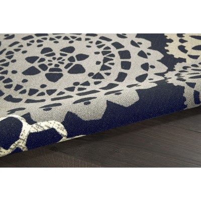 Rare Jewels Medallion Black Synthetic 7'9" x 10'10" Indoor/Outdoor Rug