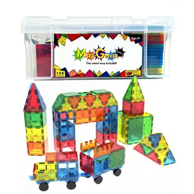 Mag Genius 108 Pieces Of Magnetic Shaped Building Tiles Stem Authenticated Educational Toys Target