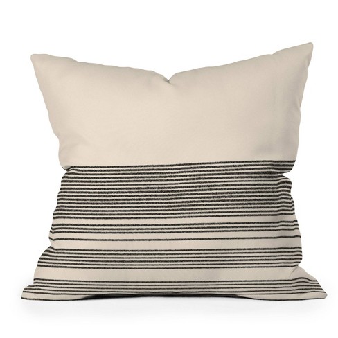 18"x18" Deny Designs Kierkegaard Design Studio Organic Stripes Square Outdoor Throw Pillow Black/Cream - image 1 of 4