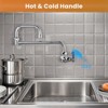 WOWOW Single Handle Wall Mount Standard Kitchen Faucet with Swivel Jointed Spout and Double Joint Swing Arms in Chrome - 3 of 4