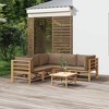 vidaXL Garden Lounge Set Taupe Bamboo, Polyester Standard Modular - 2 of 4