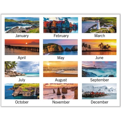 Panoramic Seascape Monthly Desk Pad with Clear Corners, 22 x 17