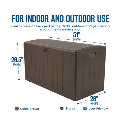 Java Brown 130 Gallon Lockable Resin Wicker Deck Box