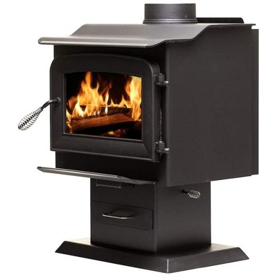Ashley Hearth Products 1,200 Square Feet 68,000 BTUs Steel Vented Freestanding Pedestal Wood Burning Stove with Ash Drawer for Indoor Homes, Black