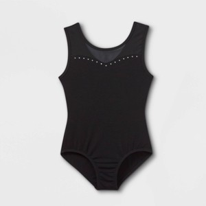 Girls' Dance Tank Mesh Leotard - Cat & Jack™ Black - 1 of 2