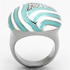 Slickblue Women’s Polished Blue and White Stripe Stainless Steel Ring with Clear Synthetic Crystal, Size 5-10 - 3 of 4