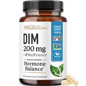 DIM 200mg with BioPerine, Estrogen Supplement for Women, Supports Hormone Balance, SMNutrition, 60 or 120ct Capsules - 1 of 4