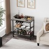 3-Tier Home Bar Cart, Bar Cart w/Wheels, Bar Cart, Two Portable Trays/Wine Rack/Industrial Serving Cart, for Kitchen, Living Room, Dining Room, Grey - 3 of 4