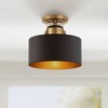 Possini Euro Design Modern Ceiling Light Semi Flush Mount Fixture 10" Wide Soft Gold Metal Black Drum Shade for Bedroom Kitchen - 2 of 4
