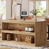 Lantine 59-Inch Kitchen Island with Storage, 3-Tier Farmhouse Stationary Island Table with Large Worktop & Seating Area for Dining Room, Light Wood - 3 of 4