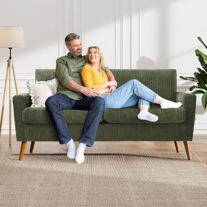 Dyonery 68" Small Loveseat for Bedroom Office Mid Century Modern Loveseat Sofa Couch with Spring Cushion for Livng Room,Solid Wood,Tool-Free Assembly - 1 of 4