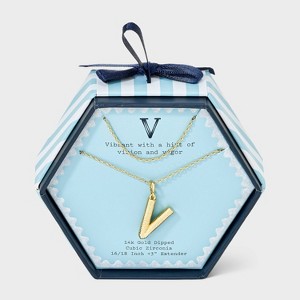 14K Gold Dipped Cubic Zirconia Duo Initial Multi-Strand Necklace - A New Day™ Gold - 1 of 4