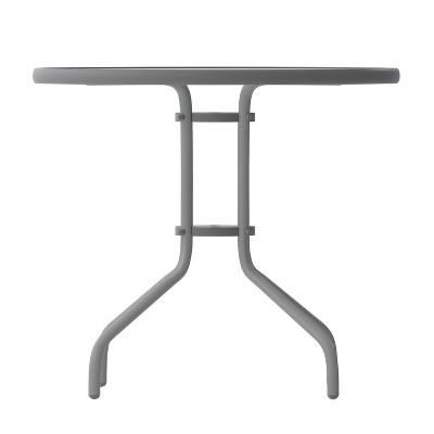 Bellamy 31.5'' Silver Round Tempered Glass Dining Table