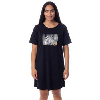 Jaws Womens' Film Movie Title Logo Distressed Nightgown Sleep Pajama Shirt  (l) Black : Target