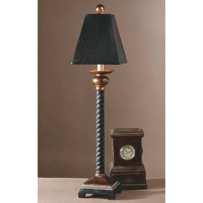 Matte Black and Bronze 31" Buffet Lamp with Square Shade