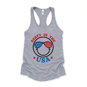 Simply Sage Market Women's Party In The USA Smiley Face Face Racerback Tank - 1 of 4