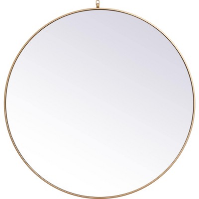 Elegant Lighting Metal frame round mirror with decorative hook 45 inch in Brass