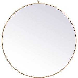 Elegant Lighting Metal frame round mirror with decorative hook 45 inch in Brass - 1 of 4