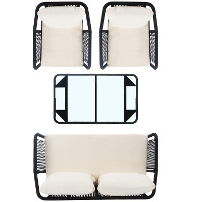 Torsla Black and Beige 4-Piece Rope Patio Set