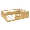 Gulches Full Size Montessori Floor Bed - Solid Pine Wood Kids Bed with 21.45'' High Safety Barriers, Clockwise Door & Support Slats - 2 of 4