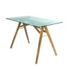 Okak 51.2IN Modern Standing Desk with Glass Tabletop, Home Office Desks with Minimalism Design, Desk for Bedroom, Study, Reading Room, Natural - 4 of 4