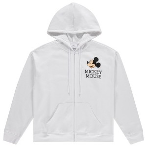 Ladies Mickey Mouse Fashion Hoodie - Disney Mickey and Minnie Mouse Classic Zip Up Hoodie Sweatshirt (White, Large) - 1 of 4