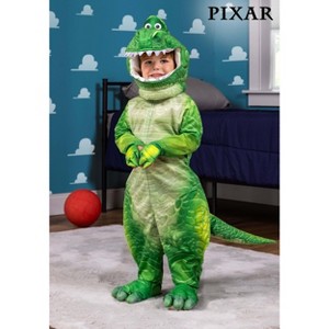 HalloweenCostumes.com Authentic Disney Pixar Toy Story Rex Halloween Costume for Toddlers | Green Dinosaur Dress Up Jumpsuit | Officially Licensed - 1 of 4