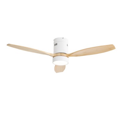 BestParts 52" Flush Ceiling Fan with Solid Wood Blades - 3-Speed, LED Light, Remote Control