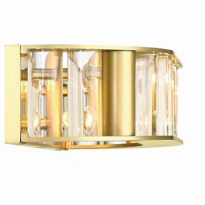 Aged Brass and Clear Glass 4-Light Vanity Fixture