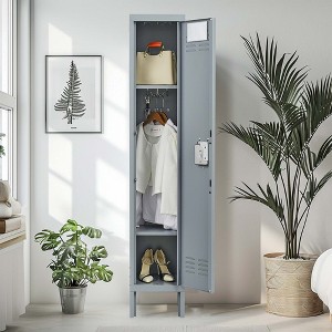 1 Door 66"H Metal Lockers With Lock for Employees,Storage Locker Cabinet for Home Gym Office School Garage,Gray - 1 of 4