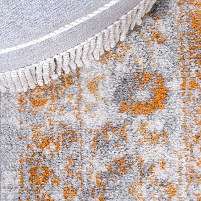 Indhira Orange and Cream Medallion 9' x 12' Synthetic Area Rug
