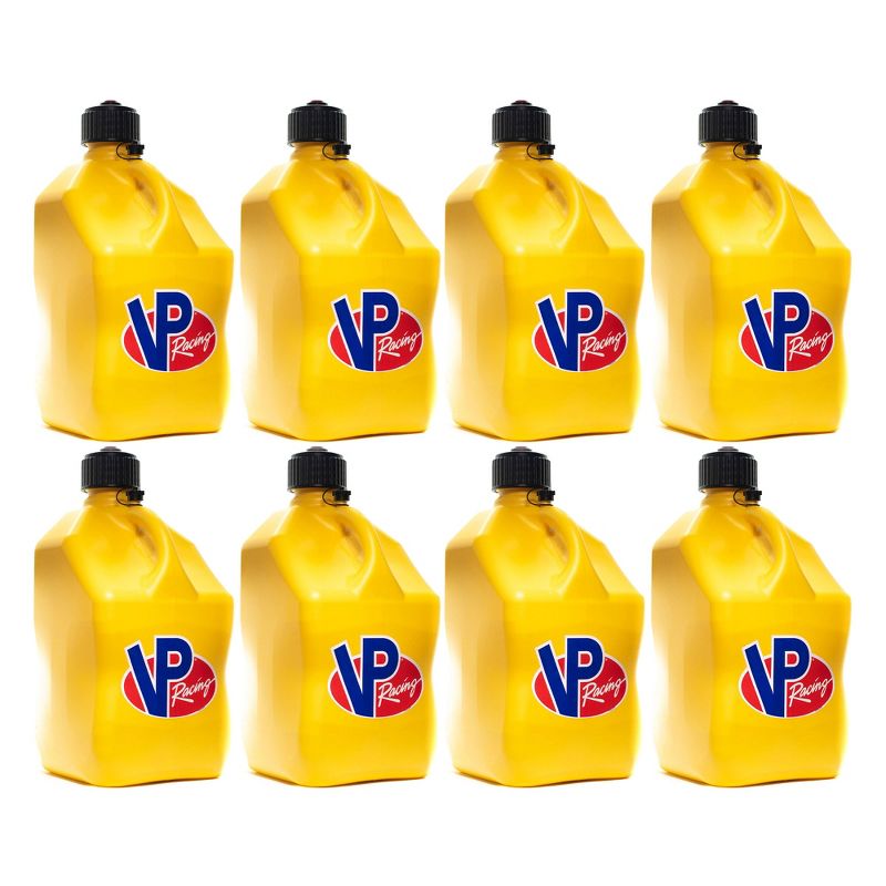 VP Racing 5.5 Gal Motorsport Racing Liquid Container Utility Jug Can with Contoured Handle, Multipurpose Cap and Rubber Gaskets, Yellow (8 Pack), 1 of 7