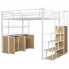TIRAMISUBEST Full Size Loft Bed with Storage Staircase and Open Wardrobe, Metal Loft Bedframe with Storage Shelves and Lockers - 4 of 4